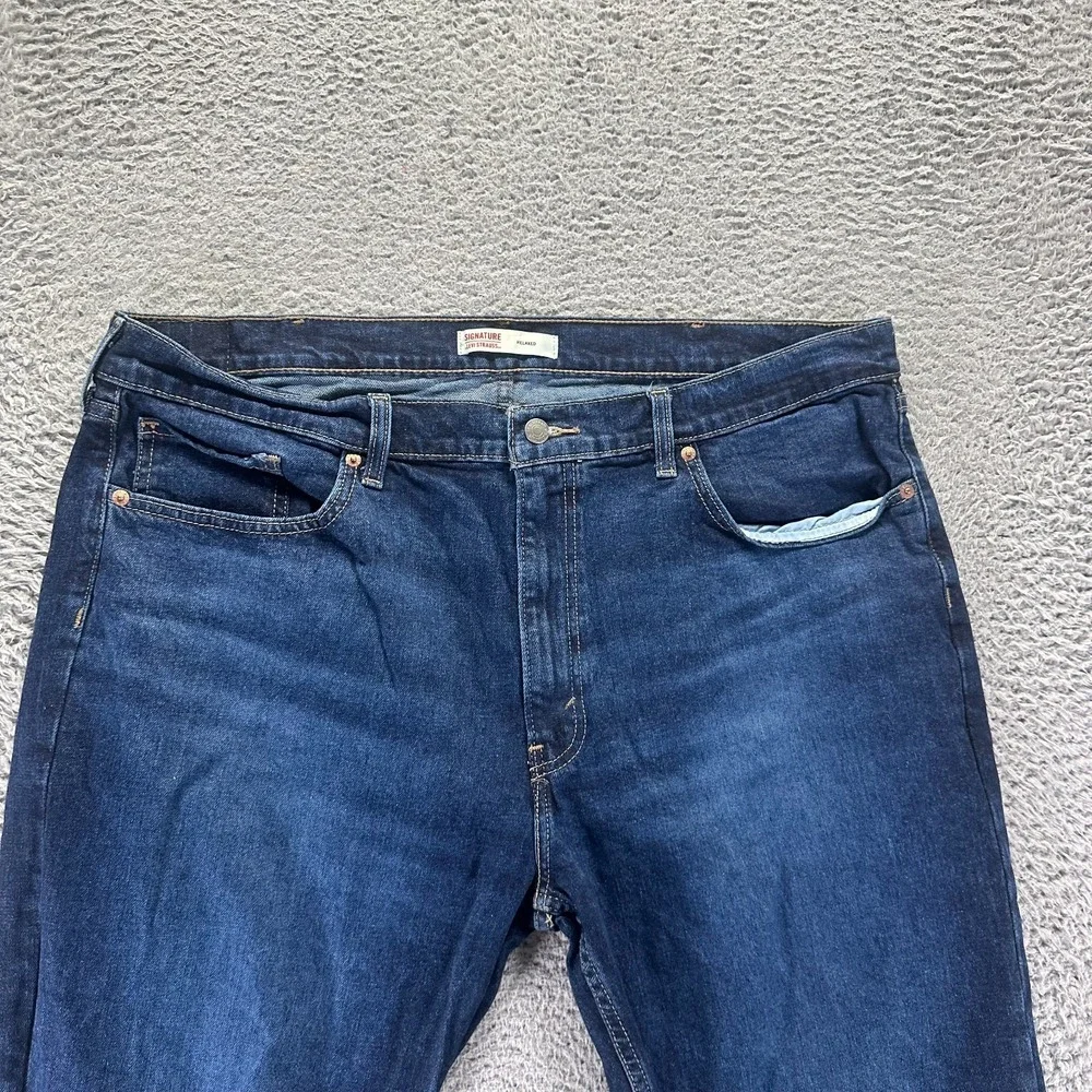 Signature by Levi's Jeans Mens 40x30 Blue Cotton Denim Straight Relaxed Stretch